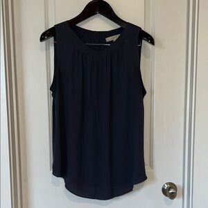 LOFT Dark Blue Charcoal Sleeveless Blouse, size L